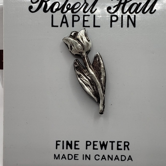 Robert Hall Silver Pewter Tulip Lapel Pin - Picture 7 of 8